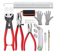 Pack of 16 Essential Glass Cutting Equipment Set Containing Various Cutter and Gear for Multiple High Accuracy Tasks Professional Modularized Glass Cutting Tool Set with Multiple Heads