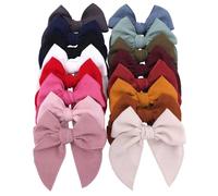 Pack of 16 Large Fable Bow Hair Clips for Girls Women Corduroy Velvet Hair Bow Alligator Clips Toddler Baby Kids Young Girl Hair Accessories (Vel Corduroy 16 PCS)