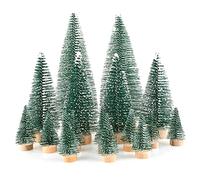 Pack of 16 Mini Christmas Tree Decoration Small Christmas Tree, Artificial Miniature Christmas Tree, Green Frosted Mini Christmas Tree 4.5/10/15 cm for Christmas Decoration, Table Decoration, DIY,