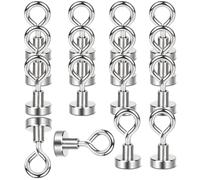 Pack of 16 Neodymium Magnets Extra Strong 8 kg Large Magnetic Fishing 16 mm Magnets Strong, Super Strong Fishing Magnet with Lifting Rings and Screw Hole for Suitable Magnet Fishing in Home, Workshop,