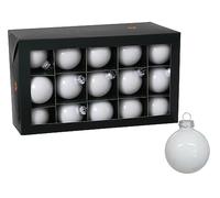 Pack of 16 Opal White 30 mm Large Glass Christmas Tree Baubles - Stainless Steel Decoration