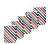 Pack of 16 Rainbow Stripe Party Paper Bags with Handles 18x22x8 cm -120 GSM Kraft Parties Gift Bags for Kids and adults with Twisted Handles for Birthdays, Weddings, Events, and Shopping