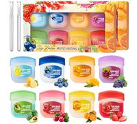 Pack of 16 Summer Lip Balm, with 2 Lip Brushes with Lid, Lip Gloss Set, Lip Care and Smooth Lips, Lip Balm for Daily Care, Lip Gloss Girls, Lip Balm with Various Flavours