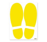 Pack of 16 Yellow Multipack Footprint impression shape floor signs, Self-adhesive Vinyl Sticker, Direction One Way System Safety Signs