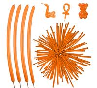Pack of 17 Magic Balloons 260q Twisting Animal Balloons Plain Orange Balloon for Art Craft Kids Birthday Party Bag Filler Wedding Clown Decoration