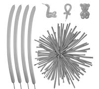 Pack of 17 Magic Balloons 260q Twisting Animal Balloons Plain Silver Balloon for Art Craft Kids Birthday Party Bag Filler Wedding Clown Decoration