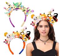 Pack of 178 Halloween Headbands, Pipe Cleaners, Bright LED, Halloween Monster Headpiece, Funny Headband, Halloween Headband Craft Sets for Children, DIY Handmade Halloween Decoration (A)