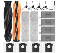 Pack of 18 Accessories for Dreame Aqua10 Ultra Track Complete Robot Vacuum Cleaner, Replacement Parts with 2 Mop Rollers, 2 Main Brushes, 4 Dust Bags, 4 Side Brushes, 4 Filters, 1 Cleaning Brush, 1