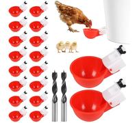 Pack of 18 Automatic Chicken Drinkers with Drill, Chicken Water Dispenser, Water Drinker, Poultry Drinker Set for Chickens, Ducks, Geese, Turkey, Pigeon TXZWJZ