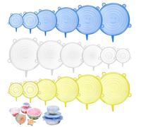 Pack of 18 Silicone Lids, Stretchy Silicone Lids Yoghurt Lids Round Silicone Stretch Lids 6 Different Sizes Universal Lid for Bowls, Cups, Cans, Fruit