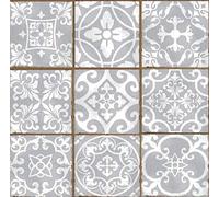 Pack of 18 Tile transfers Stickers-Mixed Grey Victorian Moroccan Traditional self Adhesive Wall Art Decor Cover Mosaic Bathroom backsplash Kitchen splashback Peel Stick on Tile (4x4in)