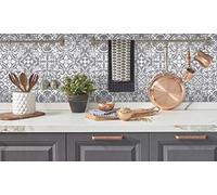 Pack of 18 Tile transfers Stickers-Modern Mixed Grey Victorian Moroccan Traditional self Adhesive Wall Art Decor Cover Mosaic Bathroom backsplash Kitchen splashback Peel Stick on Tile (6x6 in)