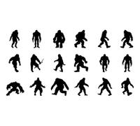 Pack of 18 Various Big Foot Silhouette Stickers - Sasquatch Stickers - Cute Stickers - Big Foot Sasquatch Gifts - Laptop Stickers - Nursery Wall Stickers = Skateboard Stickers (Black, Small)