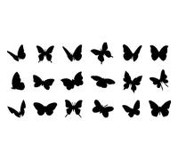 Pack of 18 Various Small Butterfly Insect Cute Stickers - Butterfly Wall Decor- Scrapbook Stickers - Stickers for Children - Butterfly Decor - Mirror Stickers - Laptop Stickers (Small, Black)