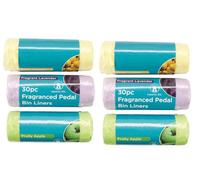 Pack of 180, Fragranced Pedal Bin Liners with Tie Handles, 60 Lemon, 60 Apple, 60 Lavender Rubbish Bags, 20L Capacity