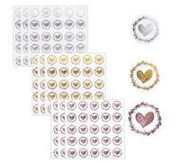 Pack of 180 Heart Wax Seals, Self-Adhesive, 3.2 cm, in Gold, Silver and Rose Gold, Stickers for Wedding, Envelope Stickers, Seal Stickers for Invitation, Greeting Card, Postcard, Personalised