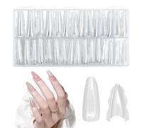 Pack of 180 Nail Extensions Sandwich Shape, Sandwich Dual Nail Shape, Reusable Clear Nail Tips Set, Polygel Tips with Clear Scale Lines, Reusable Tips, for Nail Salon, Beginners