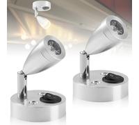 Pack of 2 12 V LED Spot Reading Light, Warm White 3000 K Reading Lamp, Motorhome Caravan Lamp, 3 W Motorhome Interior Lighting with Adjustable Switch LED Lamp for Camper Motorhome Caravan Boat