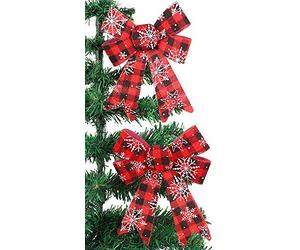 Pack Of 2-14cm Tartan Bows - Christmas Tree Decorations - Scottish Decorations