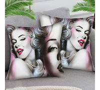 pack of 2 18X18 inch Cushion Covers Throw Pillow Cover for Living Room Car Decor, Cotton and linen blend Pillow Covers for Home Sofa Couch Decor - movie girl marilyn monroe sty38