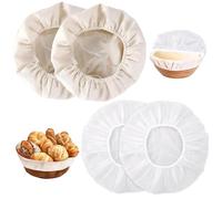 Pack of 2 25 cm Baker's Linen Dough Cloth + 28 cm Fermentation Foil Dough for Covering, Linen Cloth Bread Baking Round with Elastic Band, Sourdough Cover Covers, Covers for Proofing Baskets for Dough