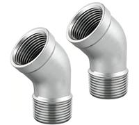 Pack of 2 3/4 Inch Stainless Steel 304 Angle 45° with Internal and External Thread, BSP Thread Pipe Angle IG/AG, 3/4 Inch Angle Fitting for Sanitary, Heating, Water and Compressed Air Pipes, Pipe