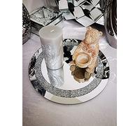 (Pack of 2) 30cm Round Diamante Mirrored Crystal Candle Plate Candle Holder Loose Jewel Candle Holder An Elegant Addition To Your Home- Best Gift
