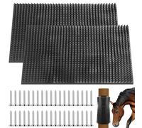 Pack of 2 360 x 300 mm Scratch Brush, Horse Brush, Scratch Mat Horse with 40 Pegs, Complete Massage Brush Set Relieves Itching, Cow Brush for Horses, Cattle, Goats, Sheep (Black)