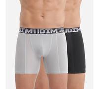 DIM Men's Long 3D Flex Air Breathability x2 Boxer, Black/Pearl Gray, L