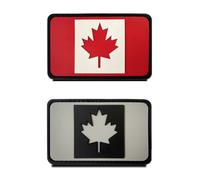 Pack of 2 3D PVC Rubber Canada Flag Patch, Heavy Robust Material, Hook Back without Loop, Tactical Canadian Maple Leaves Patch for Clothes, Bags, Backpack, Uniform Vest