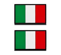 Pack of 2 3D PVC Rubber Italy Flag Patch, Heavy Robust Material, Hook Back without Loop, Tactical Italian Emblem Patch for Clothes, Bags, Backpack, Uniform Vest
