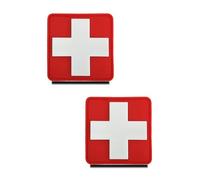 Pack of 2 3D PVC Rubber Medic Cross Medical Patch, Heavy Robust Material, Cross for Tactical Backpacks, Medical Bags, First Aid Kits, Outdoor Adventure Kits