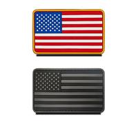 Pack of 2 3D PVC Rubber US USA Flag Patch, Heavy Robust Material, Hook Back without Loop, Tactical American Appliqué Patch for Clothes, Bags, Backpack, Uniform Vest