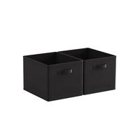 Pack of 2/4/6 Non-Woven Fabric Unit Storage Cubes Boxes Foldable Collapsible Storage Organizer Basket Bins with Handle for Wardrobe Clothes Toys Bedroom Living Room (Black 38*30cm, Pack of 2)