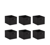 Pack of 2/4/6 Non-Woven Fabric Unit Storage Cubes Boxes Foldable Collapsible Storage Organizer Basket Bins with Handle for Wardrobe Clothes Toys Bedroom Living Room (Black 38*30cm, Pack of 6)
