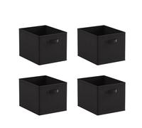 Pack of 2/4/6 Non-Woven Fabric Unit Storage Cubes Boxes Foldable Collapsible Storage Organizer Basket Bins with Handle for Wardrobe Clothes Toys Bedroom Living Room (Black 38*30cm, Pack of 4)