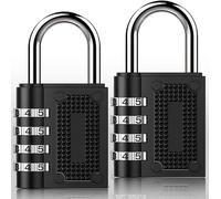 Pack of 2, 4 Digit Combination Pad Lock Resettable Combo Lock Security Lock Steel Anti Rust and Waterproof Best for Gate Fence Gym and Employee Luggage Hasp Cabinet Storage Toolbox Sports Locker