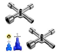 Pack of 2 4-way 5-size inner diameter triangular wrench, 7 mm/10 mm/12 mm/13 mm/18 mm triangular key for barrier posts, suitable for control boxes, gas and water counter slopes, triangular key, silver