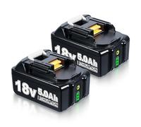 Pack of 2 5.0Ah 18V BL1850B Compatible with Makita 14.4V-18V BL1830 BL1850 BL1860 BL1840 BL1820 etc. Tool Battery and 3A Charger Replacement Battery for Makita 18V Battery with LED Lights Front and