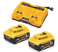 Pack of 2 5000 mAh Replacement for Dewalt Battery 18 V + 1 Piece Replacement for Dewalt 14.4 V-20 V Dual Charger DCB102