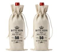 Pack of 2 50th Birthday Wine Bottle Bag, Gift 50th Birthday Man and Women, Wine Gift Bag Jute Wine Bag Gift Bags Bottles, Birthday Gift for Wife, Wives, Men, Friends