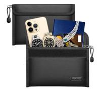 Pack of 2 5200°F Fireproof Document Bag, Fireproof Bag with Zip, 8-Layer Thermal Insulation, Fireproof Money Bag with Card Slot, for Money/Passport/Bank File and Cash/Receipt