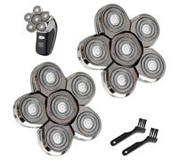 Pack of 2 6D Electric Shaver Head for Bald Razor Men, Universal Head Shaver Bald Replacement Blade 6 Heads, Wet and Dry Bald Razor Razor Heads, Easy to Clean (2 Pieces 6D Silver)