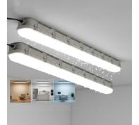 Pack of 2 6FT LED Batten Light 1800mm 72W 7200lm, IP65 Waterproof, 3CCT 3000K/4000K/6500K, Non Flicker Slimline LED Tube Light, Ceiling & Wall Mount, Garage Workshop Office Fluorescent Replacement