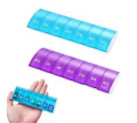 Pack of 2 7 Day Pill Box for Vitamins, Supplements and Medicines, Medicine Box with 7 Compartments, Ideal for Travel, Daily Storage of Medicines