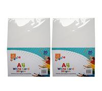 (Pack of 2) A4 Size 40 White Activity Cards with 200 GSM Printer Copier Papers Perfect for Art & Craft Projects Certificate Printing Drawing Photo Frames Model Making for School & Office Stationery