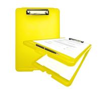 Pack of 2 A4 Yellow Clipboard Box Files - Storage Filing Case