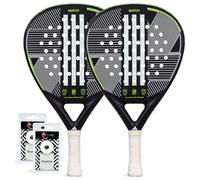 Pack of 2 Adidas Match 3.3 Padel Rackets + 2 ShockOut Protectors and Overgrips, Teardrop Format Padel Paddles, Fiberglass and EVA Core Soft Performance, Control and Comfort, Level Initiation