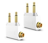 Pack of 2 Aeroplane Headphone Adapters - Gold Plated, 3.5 mm Stereo Jack Audio for All Airlines