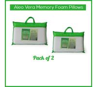 (Pack of 2) Aloe Vera Pillows Memory Foam Head Neck Back Body Support Pillow Pack 1 , 2 , 4.